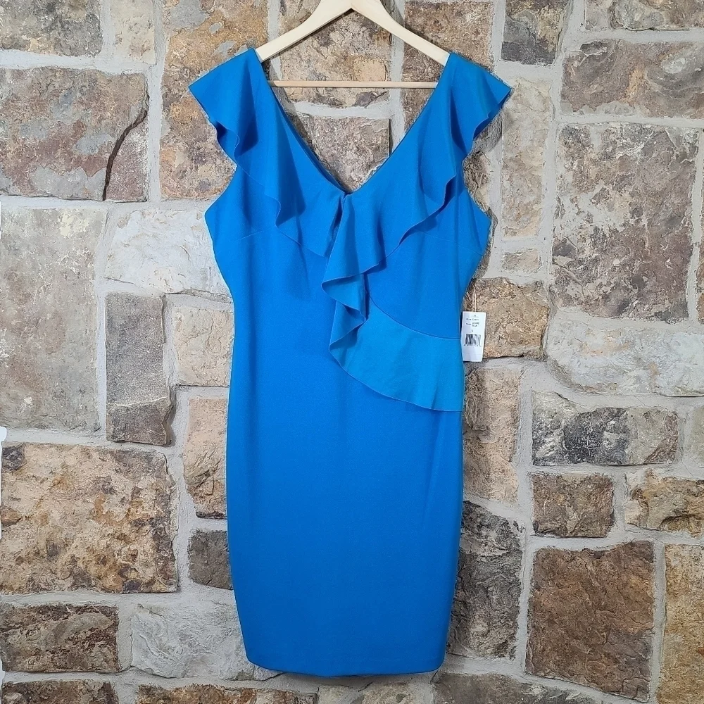 Nwt Alexia Admor L LARGE Marlena Ruffle Sheath Dress